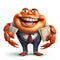 Cute Crab In Businessman Suit Holding Money - Hyperrealistic Cartoon