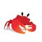 Cute Crab in a cool pose. Colorful vector illustration of underwater character Red Crab with orange claw in flat cartoon