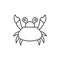 Cute crab line icon concept. Cute crab vector linear illustration, symbol, sign