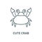 Cute crab line icon, vector. Cute crab outline sign, concept symbol, flat illustration