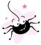 Cute crazy black spider in pink star