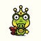 Cute crocodile animal cartoon character become king wearing crown