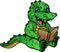 Cute crocodile cartoon reading book