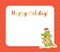 Cute Crocodile Character Holiday Greeting Card Vector Template