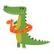 Cute crocodile character vector