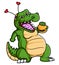 Cute Crocodile Eating Burger Cartoon Vector