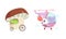 Cute Crocodile on Mushroom Car and Hippo Flying in Helicopter with Whipped Cream Vector Set