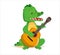 Cute crocodile plays guitar and sings. Vector illustration , cartoon style isolated on white background