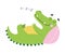 Cute Crocodile Sleeping on Pillow, Funny Alligator Predator Green Animal Character Cartoon Style Vector Illustration