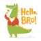 Cute crocodile vector image with lettering gerat for t-shirt design