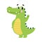 Cute Crocodile Waving its Paw, Funny Alligator Predator Green Animal Character Cartoon Style Vector Illustration