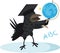 Cute crow with globus vector image