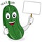 Cute Cucumber Character & Blank Banner