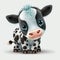 Cute and Cuddly: Baby Cow in Delightful Cartoon Style - Generative AI