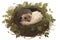 A cute and cuddly baby hedgehog curled up in a nest Generative AI