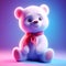 Cute cuddly white teddy bear in 3D.