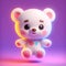 Cute cuddly white teddy bear in 3D.