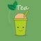 Cute cup of tea character vector with face