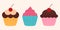 Cute cupcake clipart with a cartoon animated cherry vector illustration design for sticker and icon