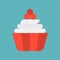 Cute cupcake with cream, sweets and pastry set, flat design icon