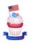 cute cupcake with marmalade crema sugar beads American flag independence day 4th of july greeting card poster banner USA