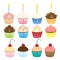 Cute Cupcakes Illustration Set