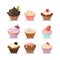 Cute cupcakes set.