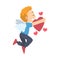 Cute Cupid Boy, Adorable Joyful Kid Angel Cherub Shooting Flying with Heart Cartoon Style Vector Illustration