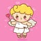 Cute cupid cartoon Valentine angel with heart candy