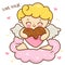 Cute cupid cartoon Valentine angel hug chocolate heart.