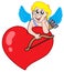 Cute cupid resting on heart