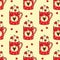 Cute cups with deer, candy cane, hearts seamless pattern.