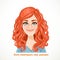 Cute curly redhaired young woman portrait for avatar