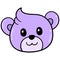 Cute and cute purple bear cub head. doodle icon drawing