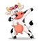 Cute dabbing cow isolated on whute background