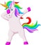 Cute dabbing horse unicorn cartoon dancing
