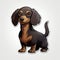 Cute Dachshund Sticker: Dark Gray And Light Black 2d Game Art