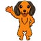 Cute dachund dog cartoon waving hand