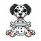 Cute dalmatian dog cartoon holding a bone