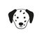 Cute Dalmatian face. Doodle dog head icon. Dog kid drawing. Hand drawn vector illustration isolated on white background