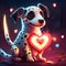 Cute Dalmatian hugging heart Dalmatian puppy with a heart. Valentine\'s Day. AI Generated