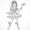 Cute dancing ballerina Fairy black outline for coloring