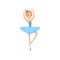 Cute dancing smiling ballerina in blue textile dress