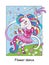 Cute dancing unicorn ballerina color vector illustration