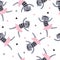 Cute dansing cats seamless pattern