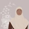Cute dark skin muslim woman wearing veil illustration.