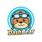 Cute Dash Bear ready to Fly logo design