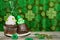 Cute decorated Saint Patrick`s day cupcakes.