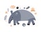 Cute decorative tapir. Animals of Asia, America. Scandinavian hand drawn vector illustration. Minimalistic geometric