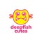 Cute deep fish monster with fangs logo design vector graphic symbol icon sign illustration creative idea
